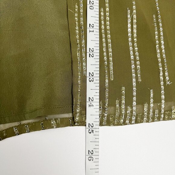 NWT Express Maxi Dress Olive Green Metallic Cutout Ruched Front Women's Size XL - Picture 14 of 16